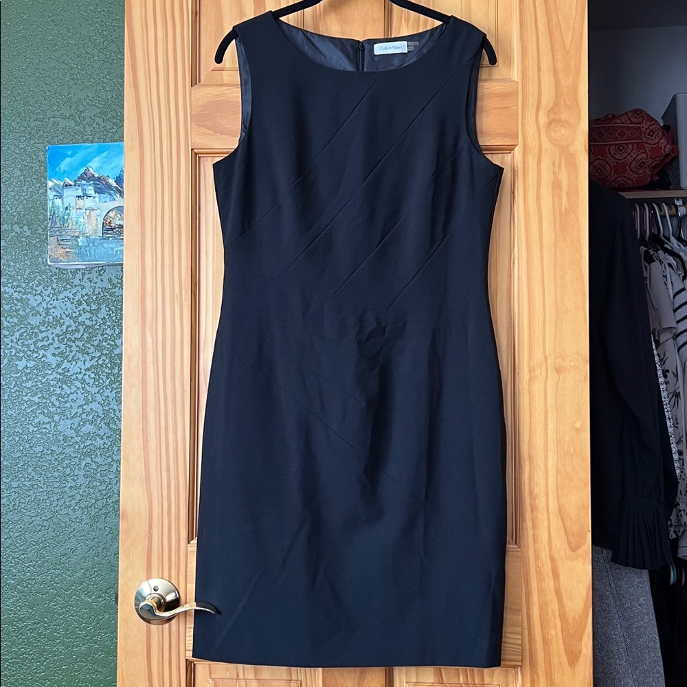 Calvin Klein Sz 10 Black Business Sleevess Dress